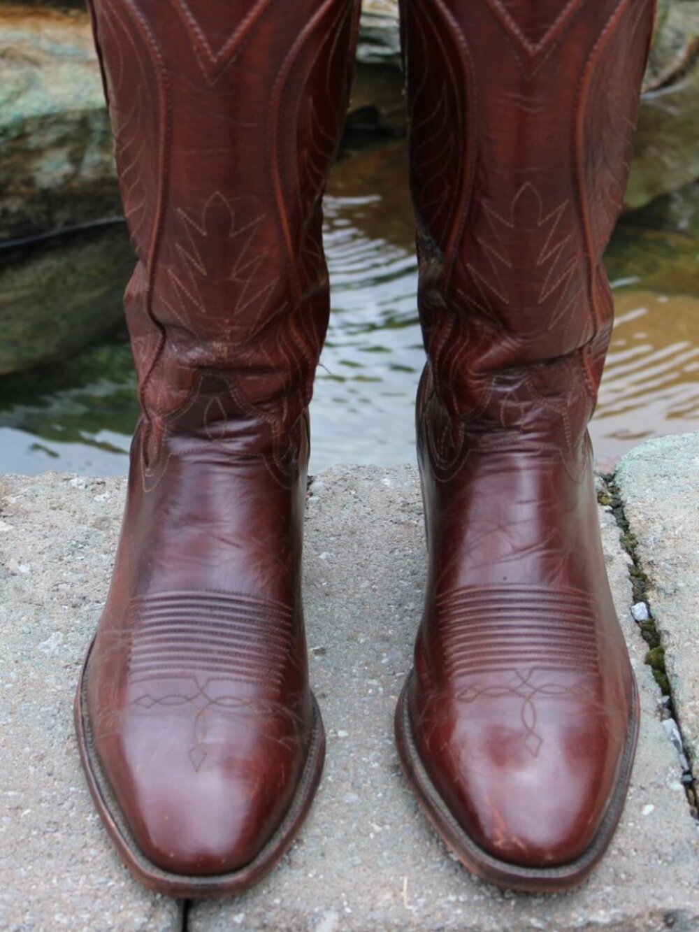Dan Post Made in Spain Dark Brown Calfskin Men's Western Cowboy Boots Size 8.5D